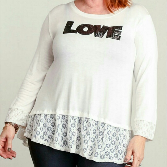 ➕ LOVE Crochet Hem Blouse - Picture 1 of 3